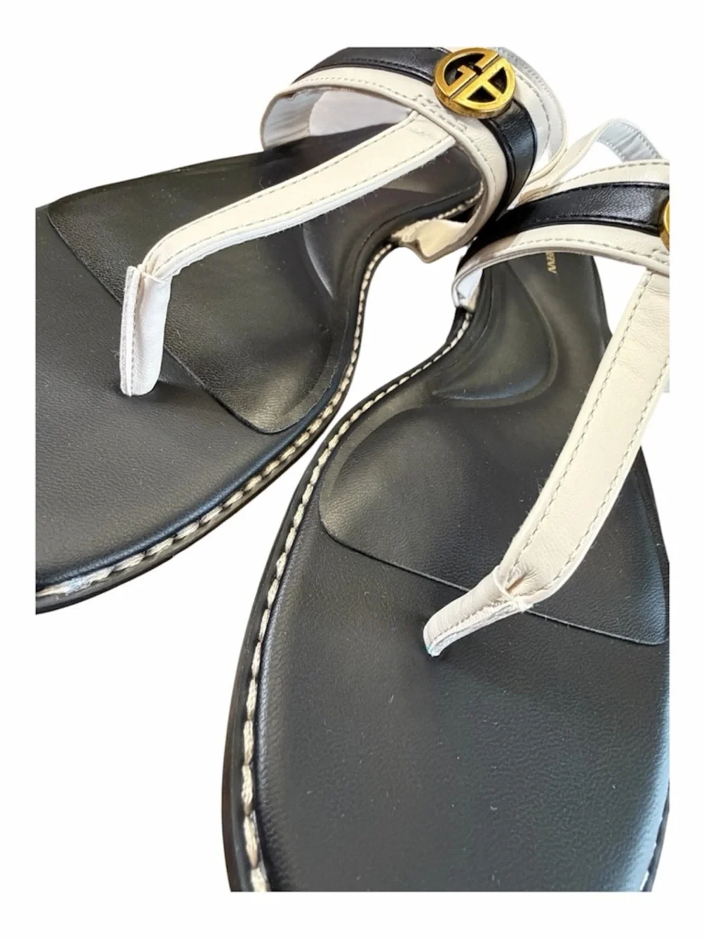 Giani Bernini/Nayelli Black & White Slingback Thong 10020645800, size 10M